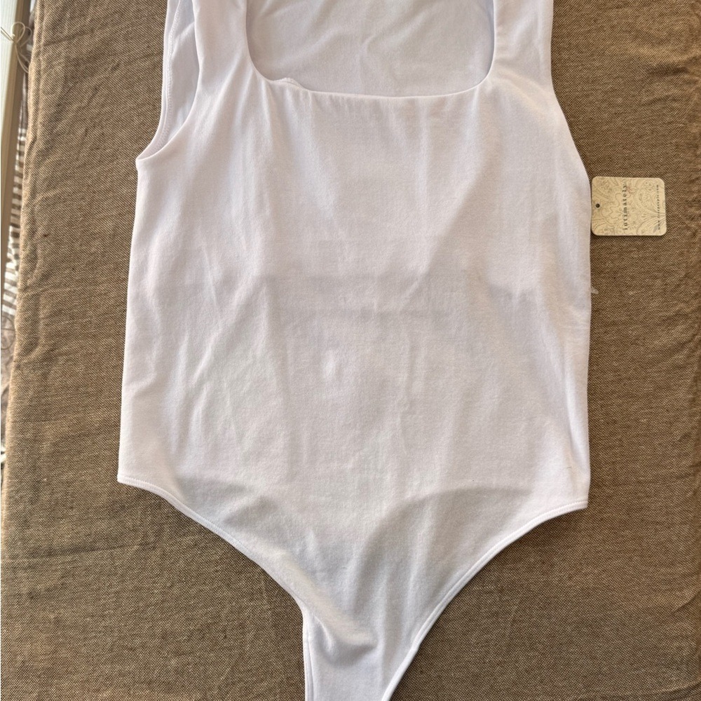 Intimately Free People Luna White Tencel Square Neck Bodysuit Women's XS/S NEW - Picture 5 of 8